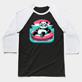 Pool Party Panda in Sunglasses on a Pink Float Funny Pool Panda Baseball T-Shirt